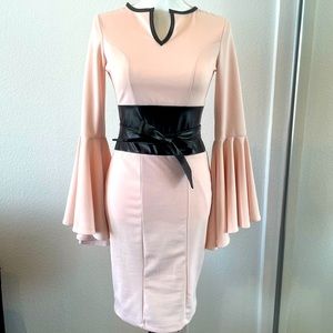 Sleeve Detail Belted Dress